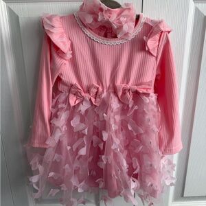 Pink Ruffle Bow Tulle Kids Dress